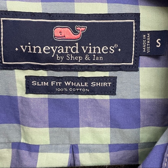 Chemise Homme Vineyard Vies 15L - Manches Longues - Micro Check Bleu Et Blanc - Coton